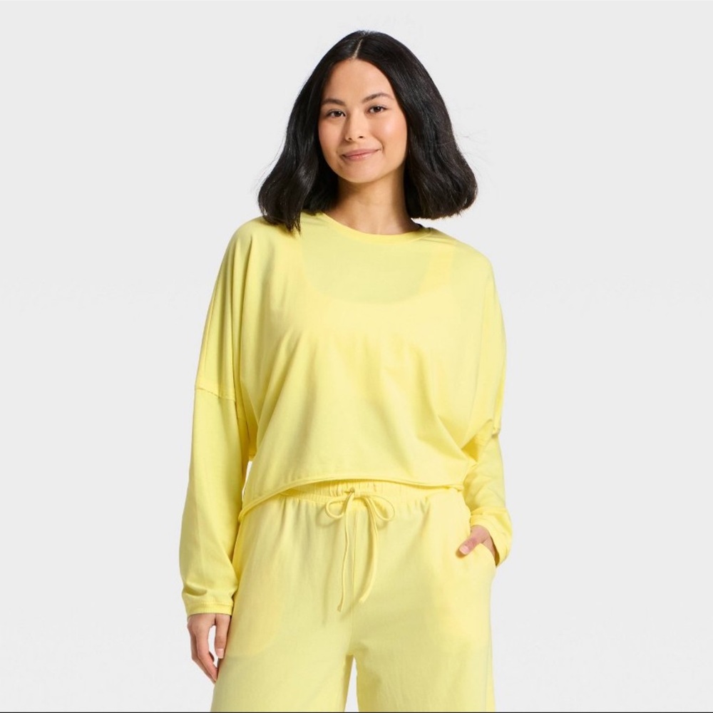 JoyLab™ Women's Washed Jersey Long Sleeve Top - Yellow XS, L or XXL